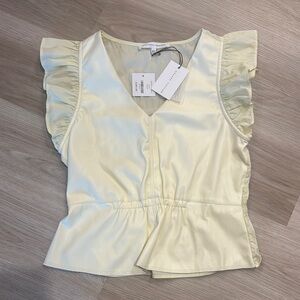 NWT Butter Yellow Ruffled Peplum Blouse